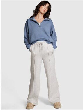 PINK Victoria's Secret Heather Grey Ivy Fleece Wide Leg Sweatpants XXL NWT